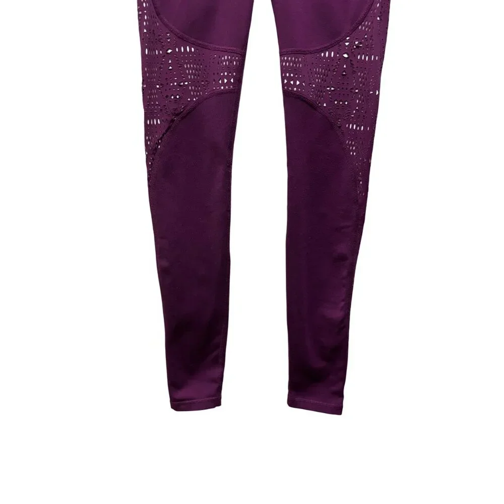 Alo Yoga Womens west coast Leggings Laser-Cut Design In Deep Plum Purple Size M